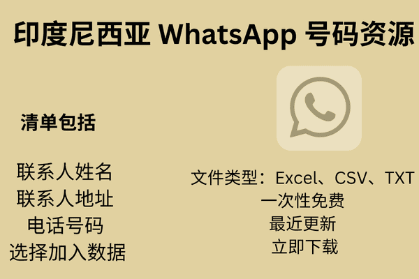 印度尼西亚 WhatsApp 号码资源